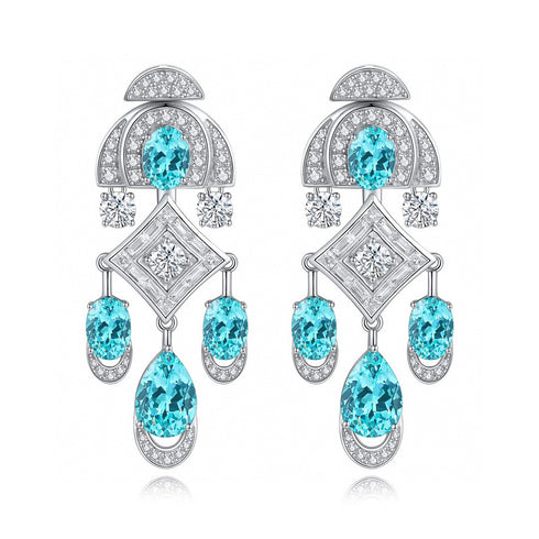 S925 silver cultured Paraiba earrings W 14.64ct