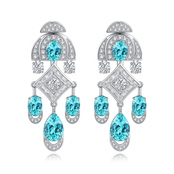 S925 silver cultured Paraiba earrings W 14.64ct