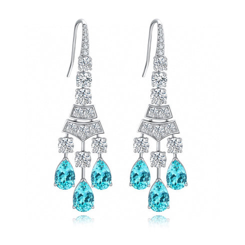 S925 silver cultured Paraiba earrings W 18.37ct