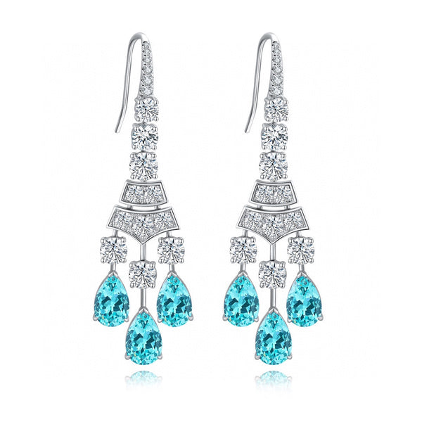 S925 silver cultured Paraiba earrings W 18.37ct