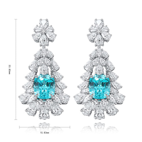 S925 silver cultured Paraiba earrings A 6.628ct