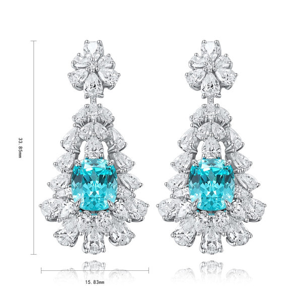 S925 silver cultured Paraiba earrings A 6.628ct
