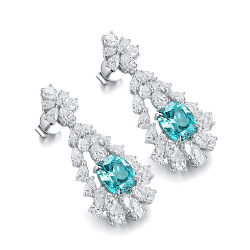 S925 silver cultured Paraiba earrings A 6.628ct
