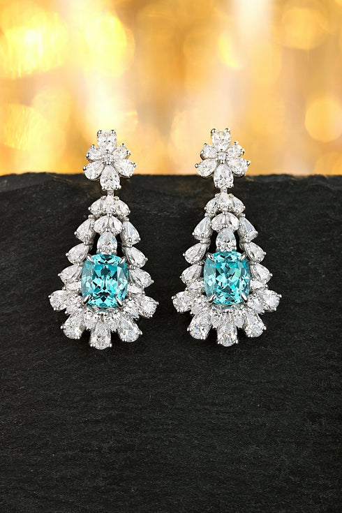 S925 silver cultured Paraiba earrings A 6.628ct