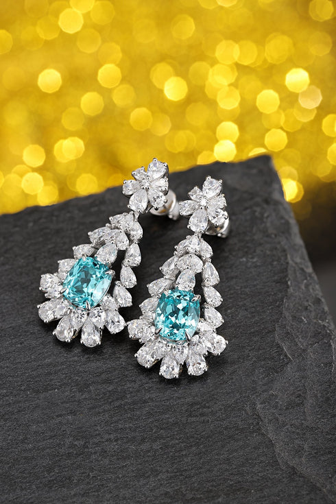S925 silver cultured Paraiba earrings A 6.628ct