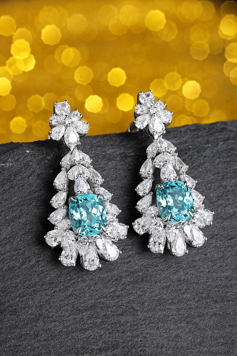 S925 silver cultured Paraiba earrings A 6.628ct