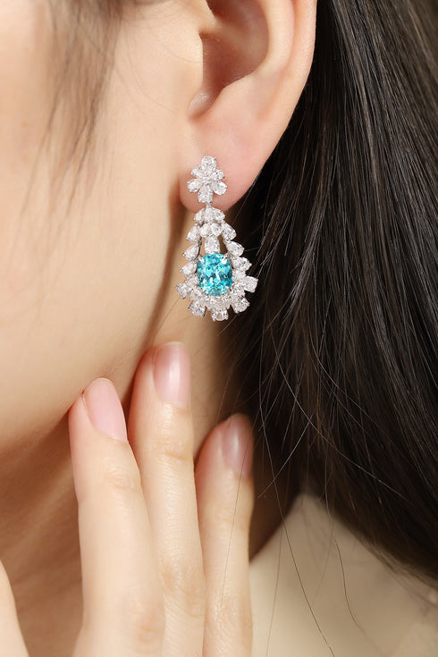 S925 silver cultured Paraiba earrings A 6.628ct