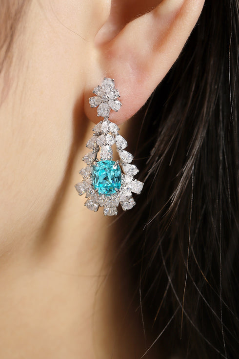 S925 silver cultured Paraiba earrings A 6.628ct