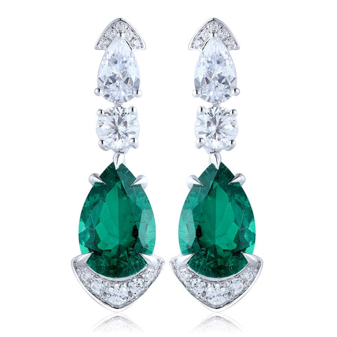 S925 silver cultured emerald earrings W 8.02ct