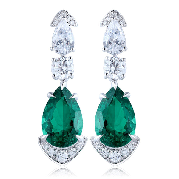 S925 silver cultured emerald earrings W 8.02ct