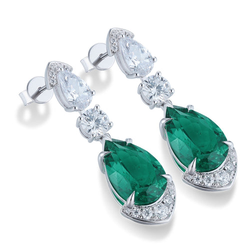 S925 silver cultured emerald earrings W 8.02ct