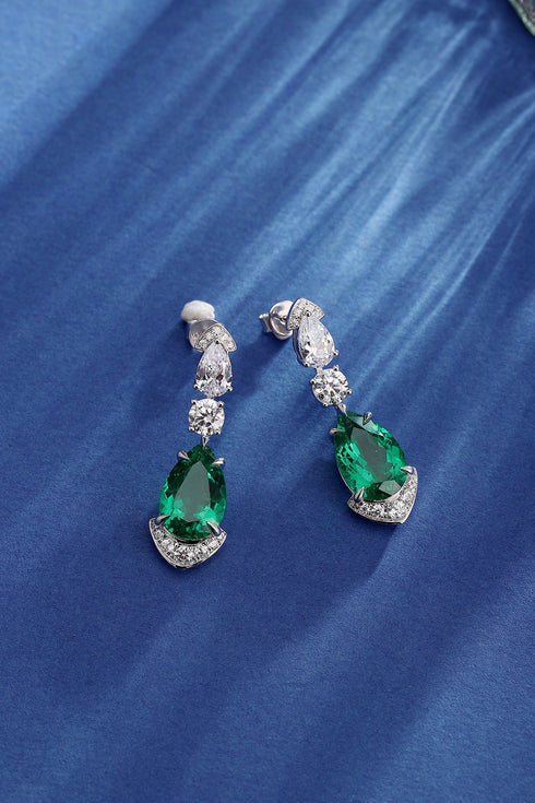 S925 silver cultured emerald earrings W 8.02ct