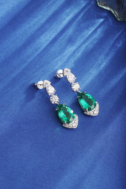 S925 silver cultured emerald earrings W 8.02ct