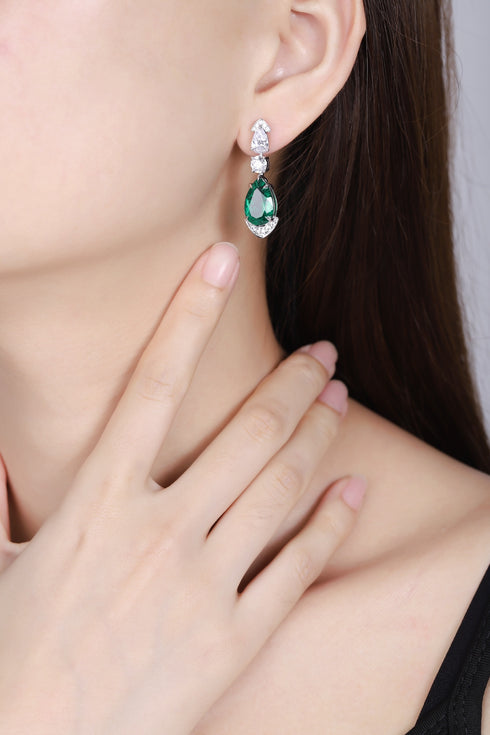 S925 silver cultured emerald earrings W 8.02ct