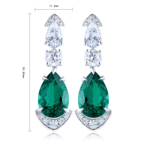 S925 silver cultured emerald earrings W 8.02ct