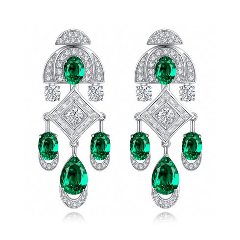S925 silver cultured emerald earrings W 7.6ct