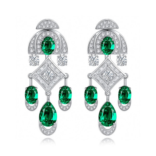 S925 silver cultured emerald earrings W 7.6ct