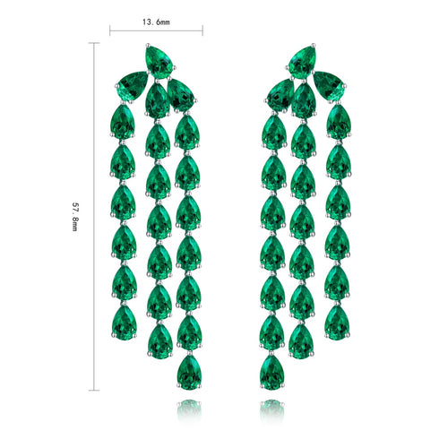 S925 sterling silver cultured emerald earrings W 17.2ct
