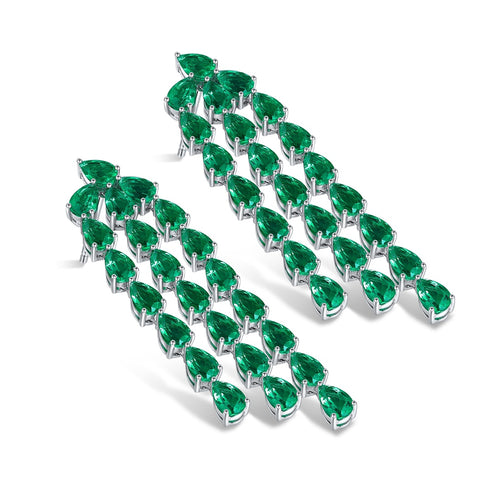 S925 sterling silver cultured emerald earrings W 17.2ct