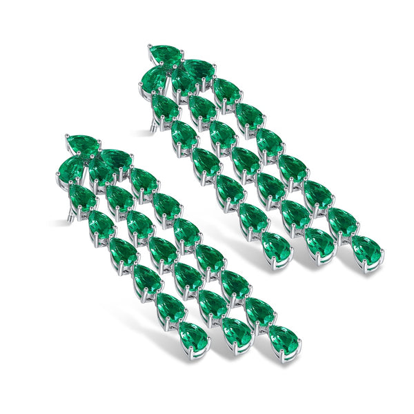 S925 sterling silver cultured emerald earrings W 17.2ct