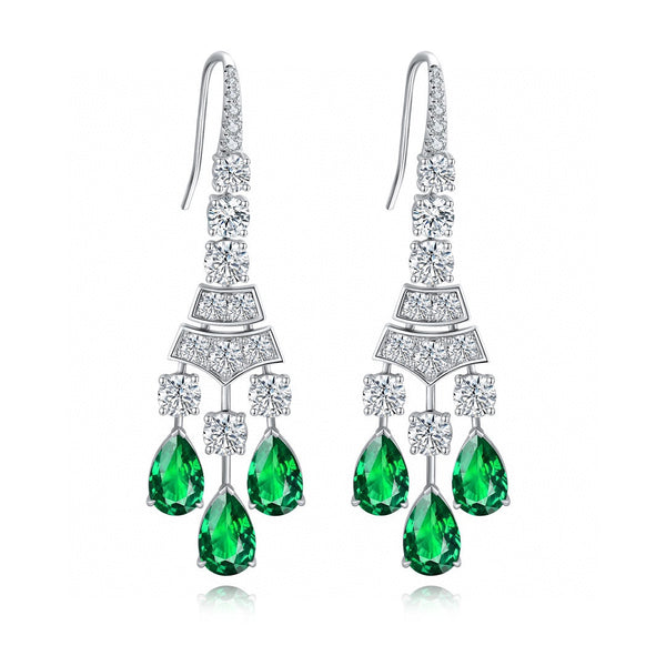 S925 silver cultured emerald earrings W 10.72ct