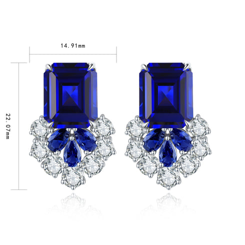 S925 silver cultured sapphire earrings W 13.71ct