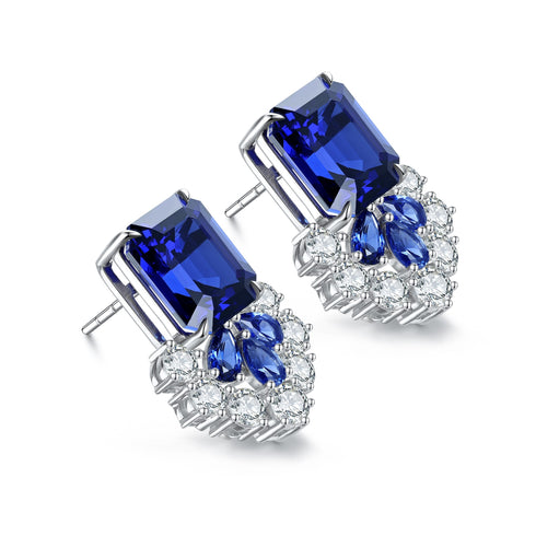S925 silver cultured sapphire earrings W 13.71ct