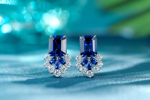 S925 silver cultured sapphire earrings W 13.71ct