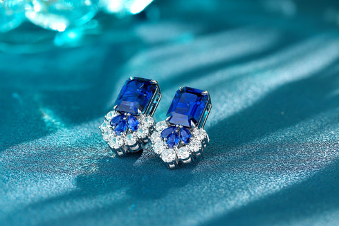 S925 silver cultured sapphire earrings W 13.71ct
