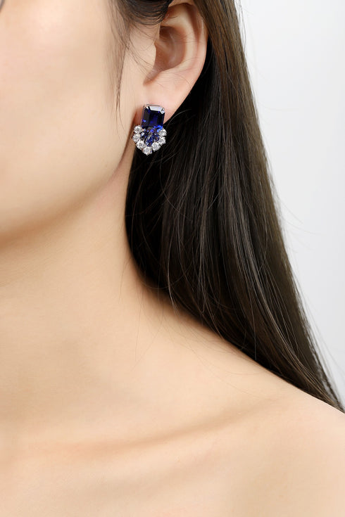 S925 silver cultured sapphire earrings W 13.71ct