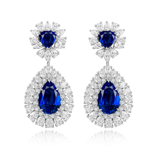 S925 silver cultured sapphire earrings W 11.73ct