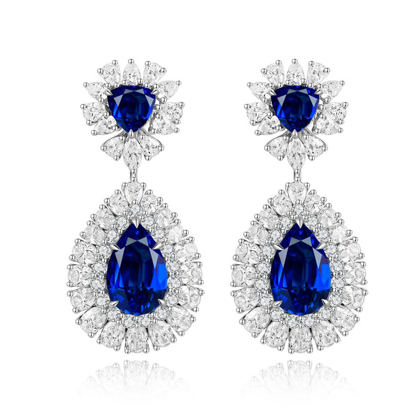 S925 silver cultured sapphire earrings W 11.73ct