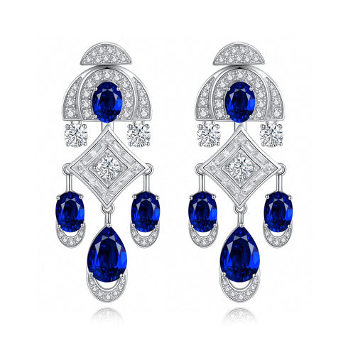 S925 silver cultured sapphire earrings W 11.66ct