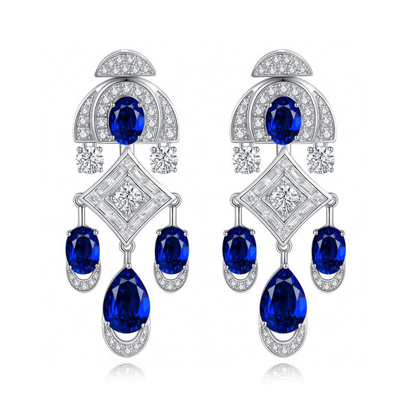S925 silver cultured sapphire earrings W 11.66ct