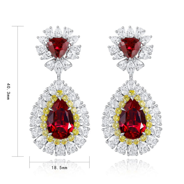 S925 sterling silver cultured red sapphire earrings W 11.55ct