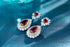 S925 sterling silver cultured red sapphire earrings W 11.55ct