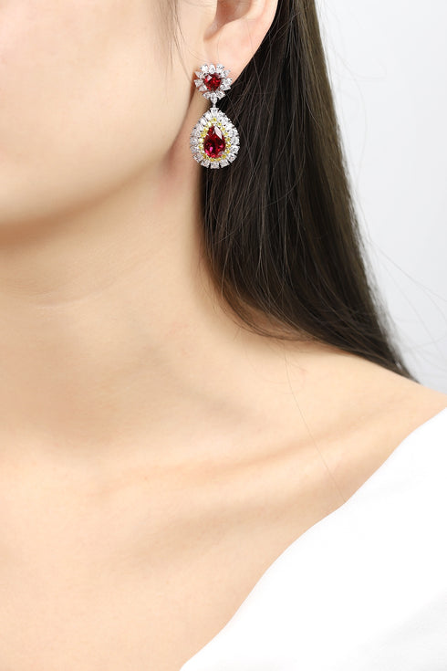 S925 sterling silver cultured red sapphire earrings W 11.55ct