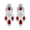 S925 sterling silver cultured red sapphire earrings W 11.66ct