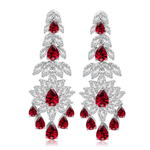 S925 silver cultured red sapphire earrings W 10.23ct