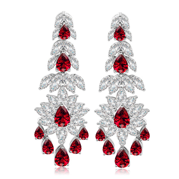 S925 silver cultured red sapphire earrings W 10.23ct
