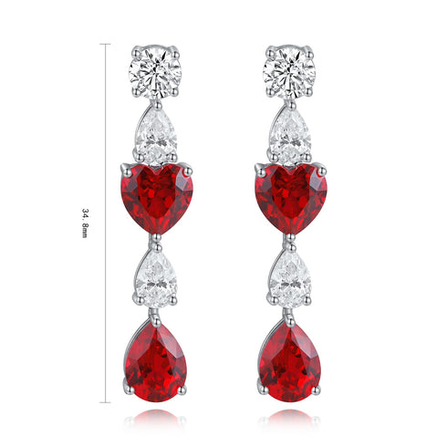 S925 sterling silver cultured red sapphire earrings W 6.55ct