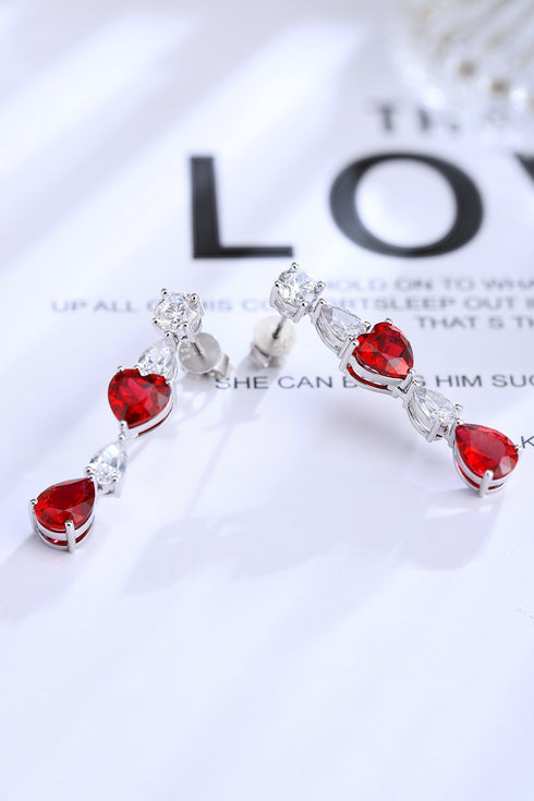 S925 sterling silver cultured red sapphire earrings W 6.55ct