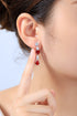 S925 sterling silver cultured red sapphire earrings W 6.55ct