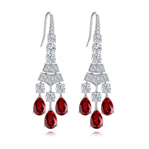 S925 silver cultured red sapphire earrings W 15.98ct