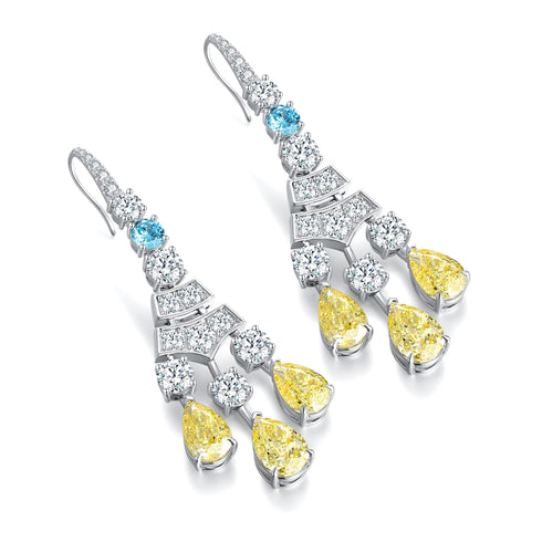 S925 silver yellow water drop anti-piercing earrings A 24.8ct