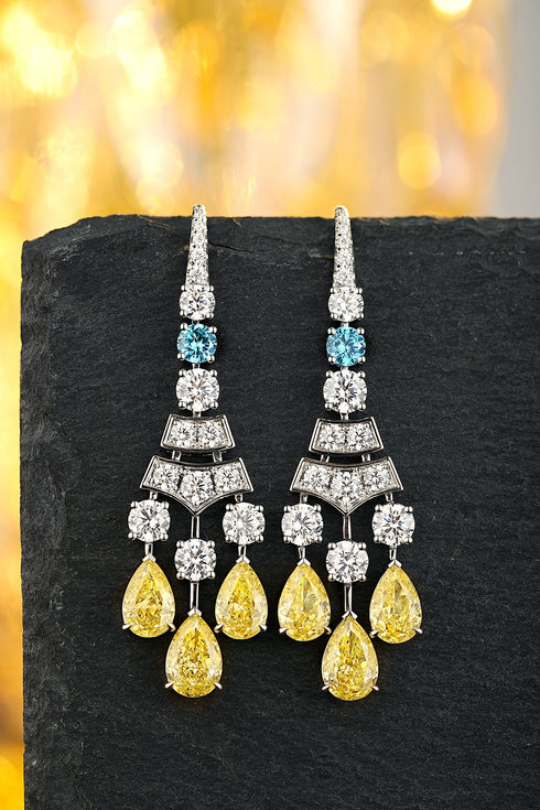 S925 silver yellow water drop anti-piercing earrings A 24.8ct