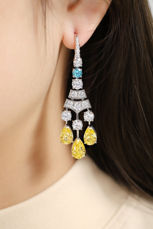 S925 silver yellow water drop anti-piercing earrings A 24.8ct