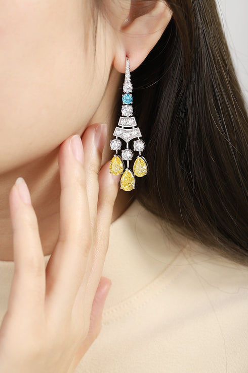 S925 silver yellow water drop anti-piercing earrings A 24.8ct