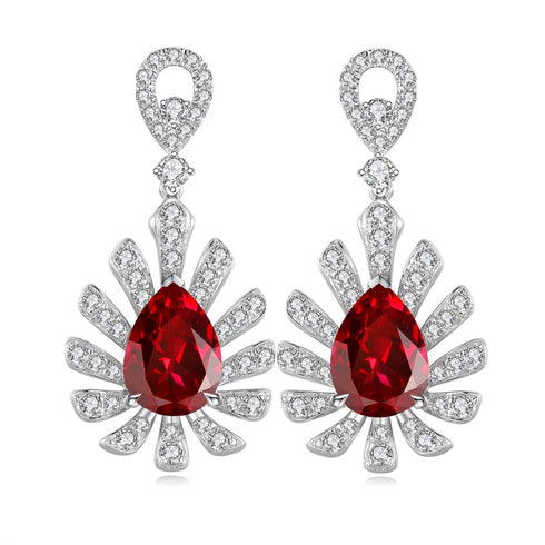 S925 silver cultured red sapphire earrings W 5.08ct