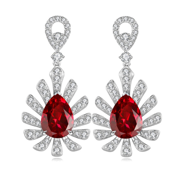 S925 silver cultured red sapphire earrings W 5.08ct
